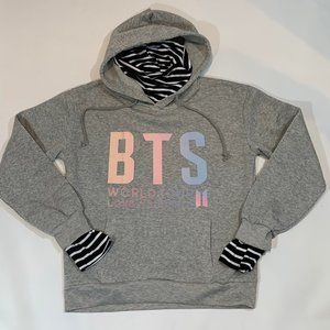 BTS LOVE YOURSELF Medium Gray Hoodie Sweatshirt World Tour NEW